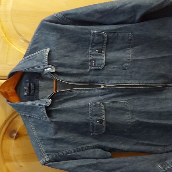 POLO RALPH LAUREN ZIPPER DENIM SHIRT/ JACKET LOOK SIZE L...DENIM BLUE - Picture 2 of 7